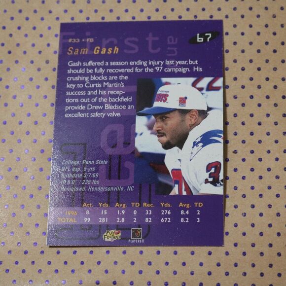 Sam Gash #67 Football Card - Picture 2 of 2